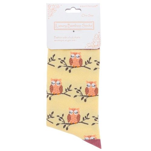 Ladies Bamboo Socks Owl Cream