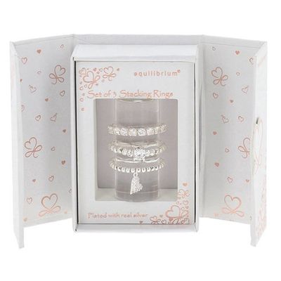 Gift Set of 3 Silver Plated Rings Chic Hearts