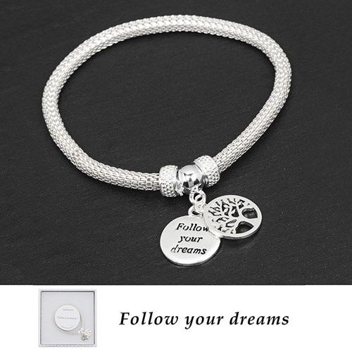 Equilibrium Silver Plated Mesh Tree of Life Bracelet Dreams