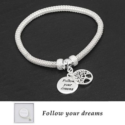 Equilibrium Silver Plated Mesh Tree of Life Bracelet Dreams