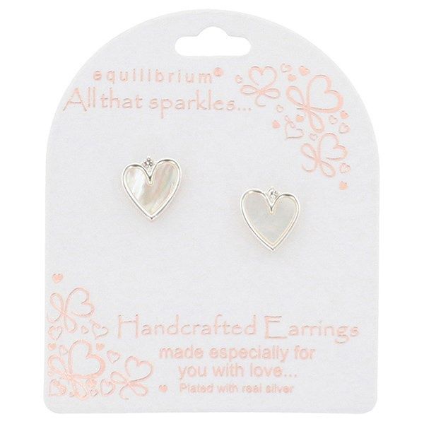 All That Sparkles Modern Silver Plated Heart Stud Earrings