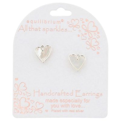 All That Sparkles Modern Silver Plated Heart Stud Earrings