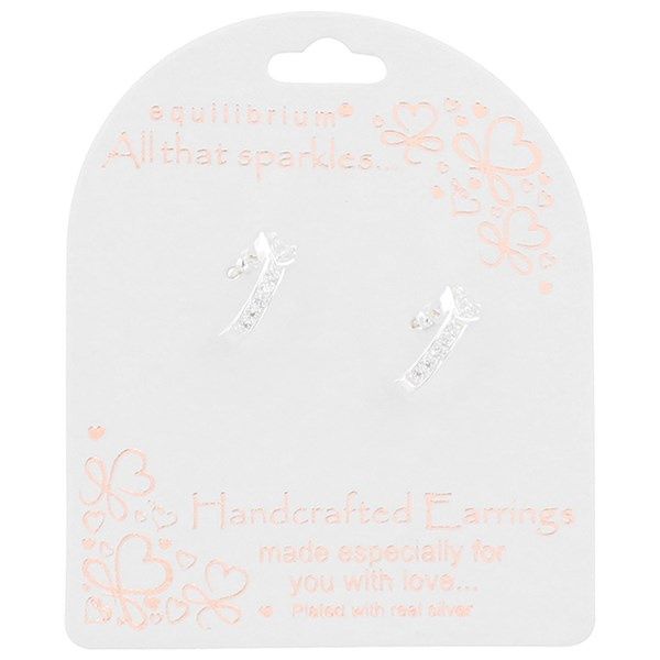 All That Sparkles Pretty Heart Silver Plated Hoop Earrings