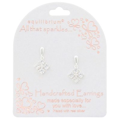 All That Sparkles Diamond Sparkle Silver Plated Dangly Earrings