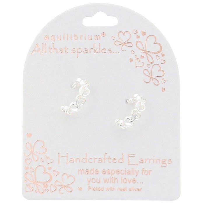 All That Sparkles Open Hearts Silver Plated Hoop Earrings