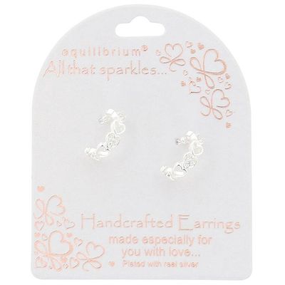 All That Sparkles Open Hearts Silver Plated Hoop Earrings