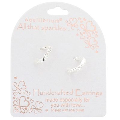 All That Sparkle Twisted Sparkle Silver Plated Hoop Earrings