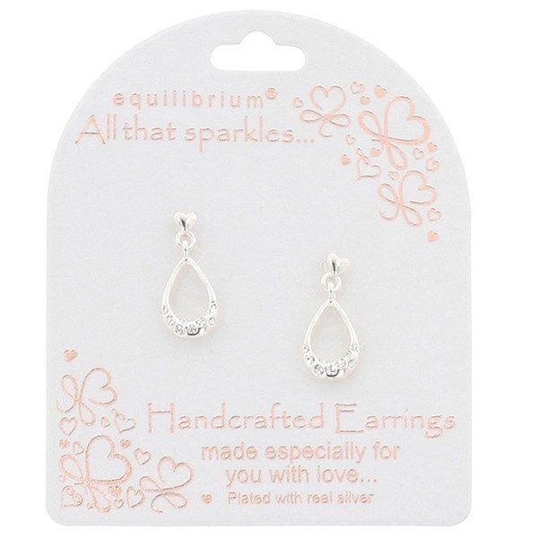 All That Sparkles Chic Teardrop Silver Plated Dangly Earrings