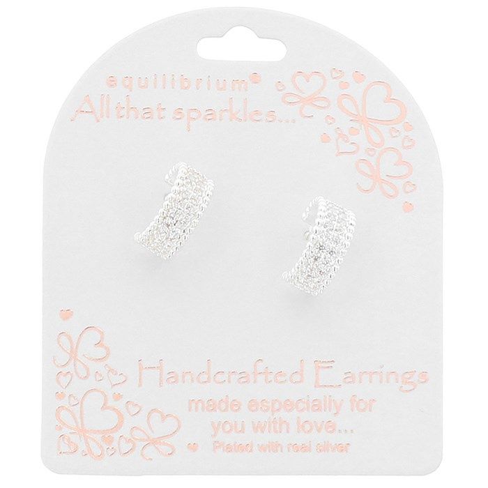 All That Sparkles Elegant Wide Silver Plated Hoop Earrings