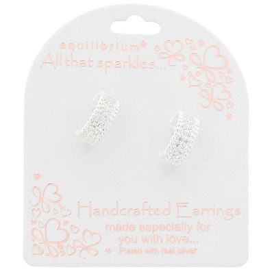 All That Sparkles Elegant Wide Silver Plated Hoop Earrings