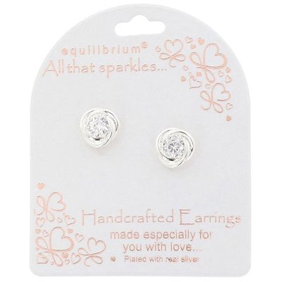 All That Sparkles Crystal Knot Silver Plated Stud Earrings