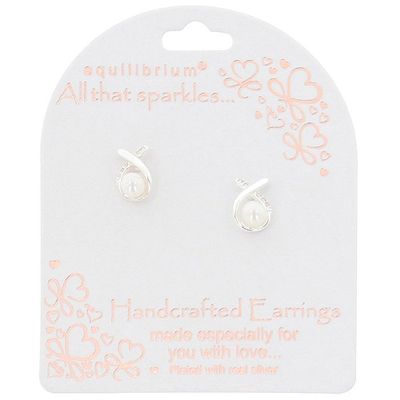 All That Sparkles Pearl Kiss Silver Plated Stud Earrings