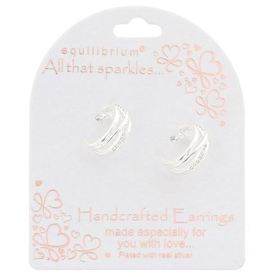 All That Sparkles Crossover Silver Plated Hoop Earrings
