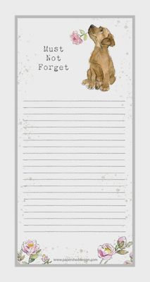 Magnetic Notepad - Puppy with Flower