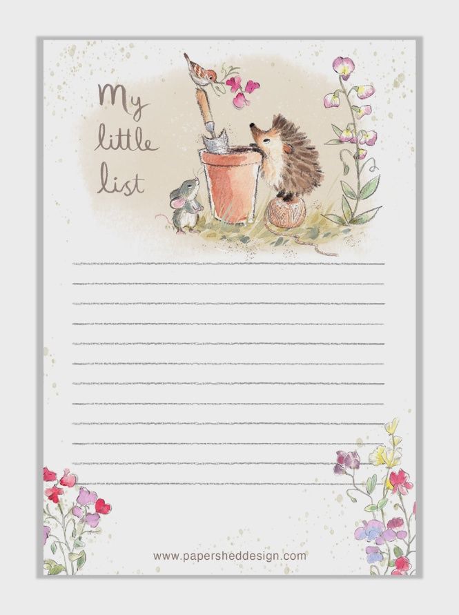 Cute Notepad - My Little List - Flower Pot and Bird