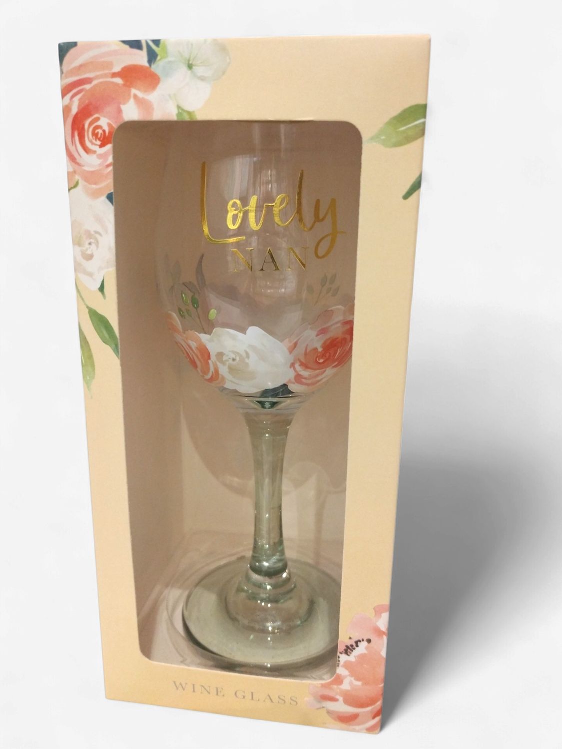 Lovely Nan Floral Wine Glass