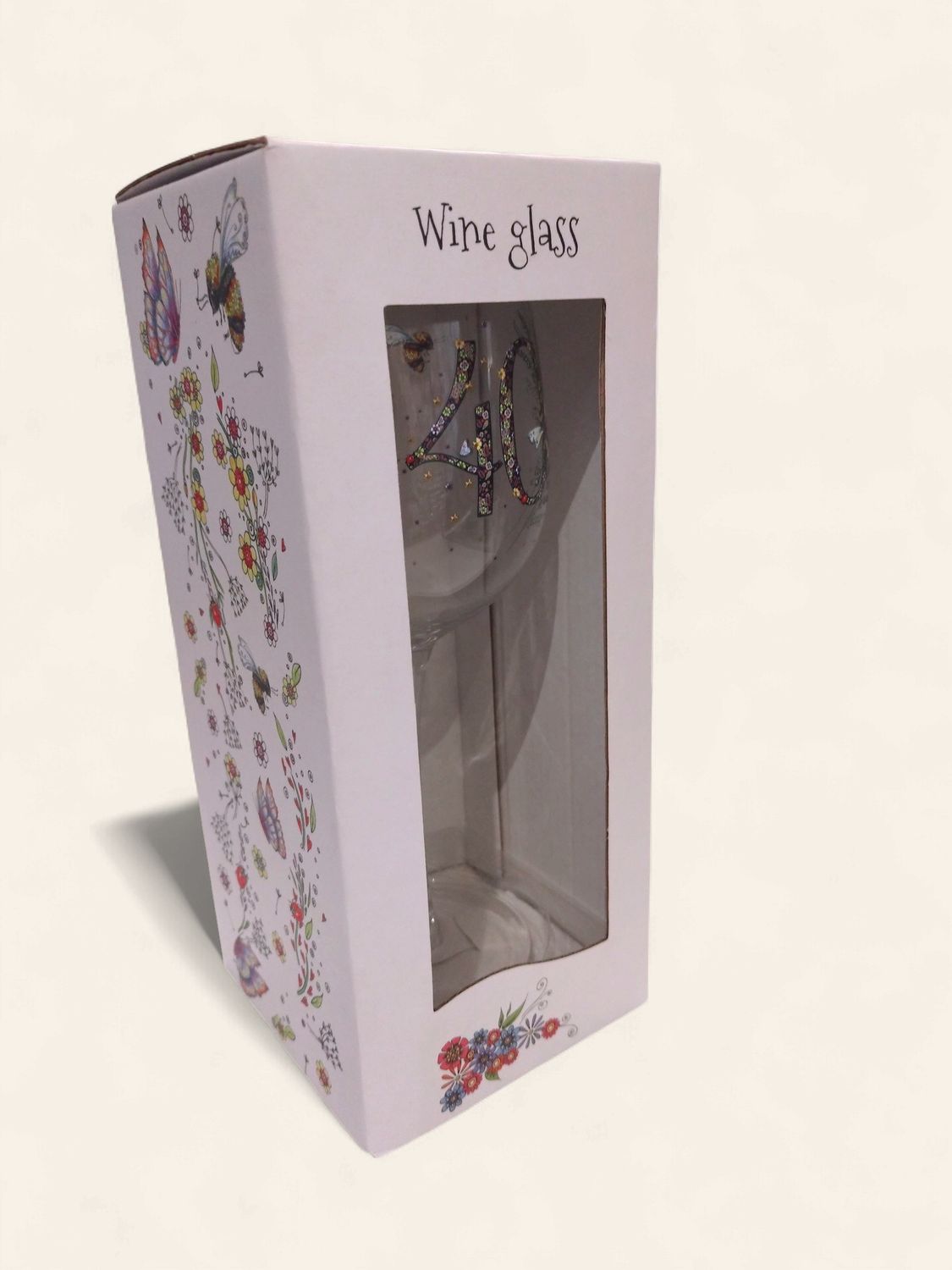 Doodleicious Art 40th Wine Glass