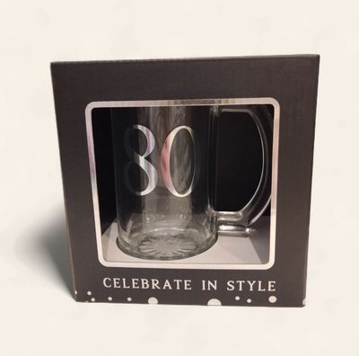 80th Birthday Glass Tankard