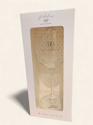 Fabulous 80th Birthday Wine Glass