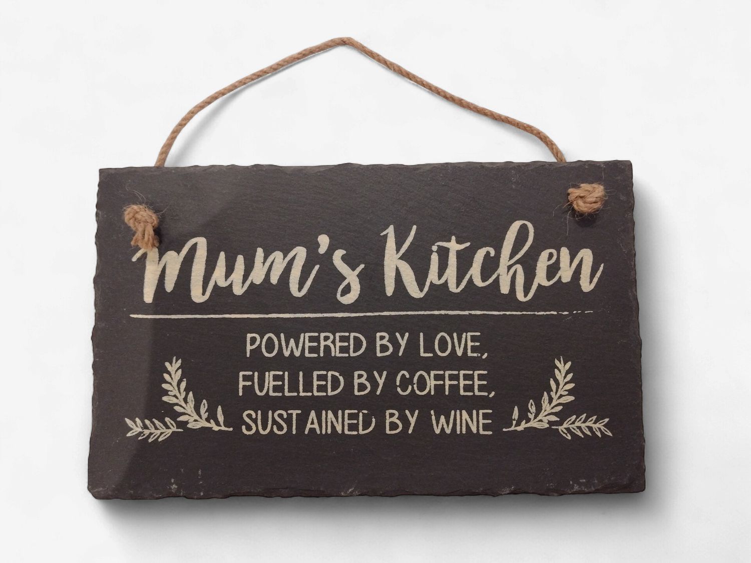 Mum's Kitchen Powered by Love Slate Plaque