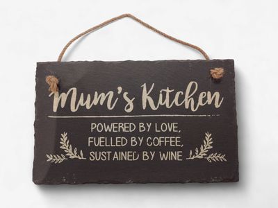 Mum's Kitchen Powered by Love Slate Plaque