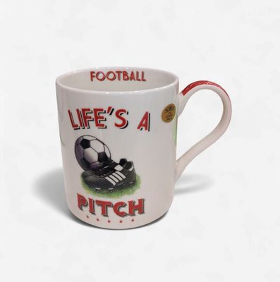Life's A Pitch Football Mug