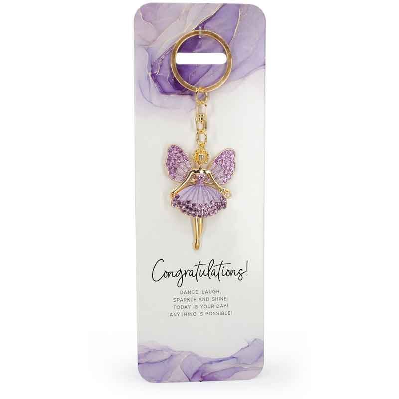 Congratulations Purple Angel Keyring