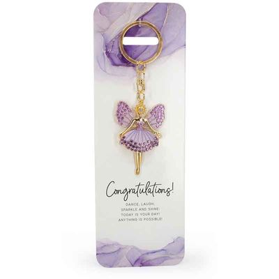 Congratulations Purple Angel Keyring