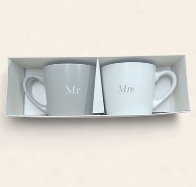 Mr & Mrs The Perfect Pair - Double Mug Set (Grey/White)