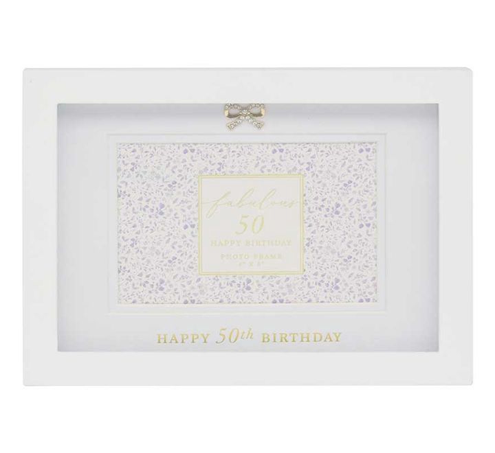 50th Birthday Photo Frame, Hearts Design