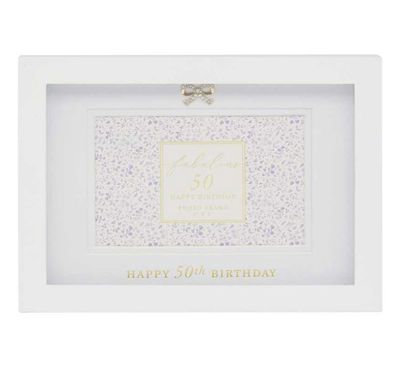 50th Birthday Photo Frame, Hearts Design