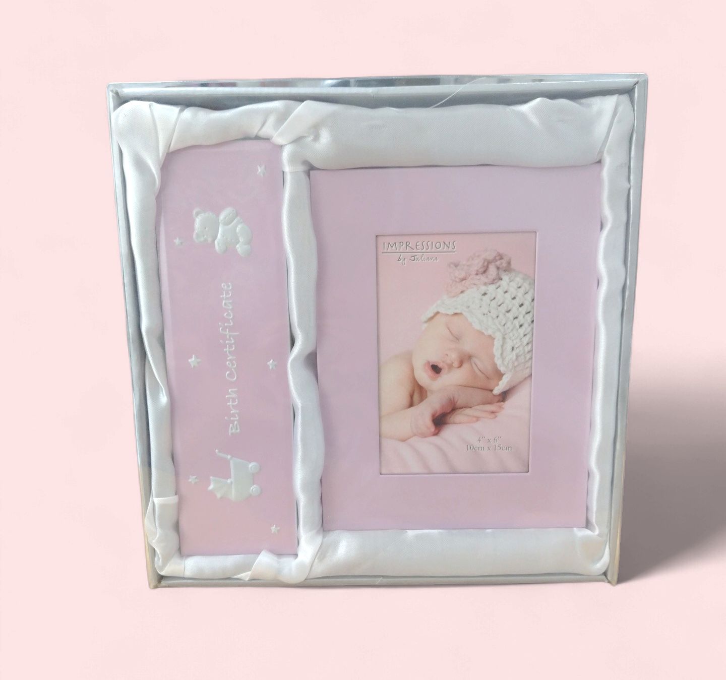 Birth Certificate and Photo Frame Set (Pink)