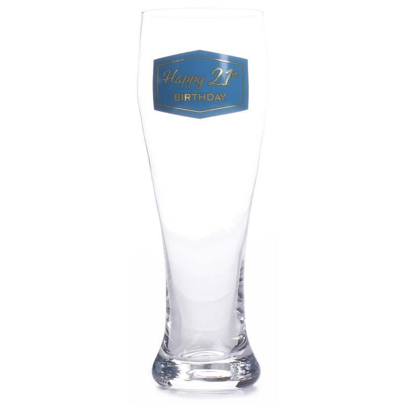 21st  Birthday Slim Beer Glass
