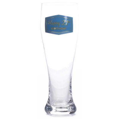 21st  Birthday Slim Beer Glass