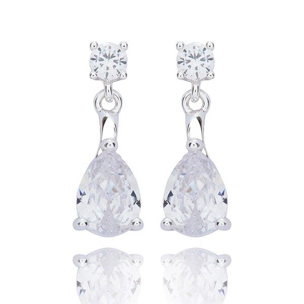 Pure Elegance Glam Teardrop Silver Plated Earrings