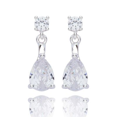 Pure Elegance Glam Teardrop Silver Plated Earrings