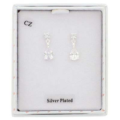 Pure Elegance Glam Teardrop Silver Plated Earrings