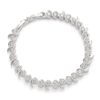Twisted Bliss Silver Plated Twisted Tennis Bracelet