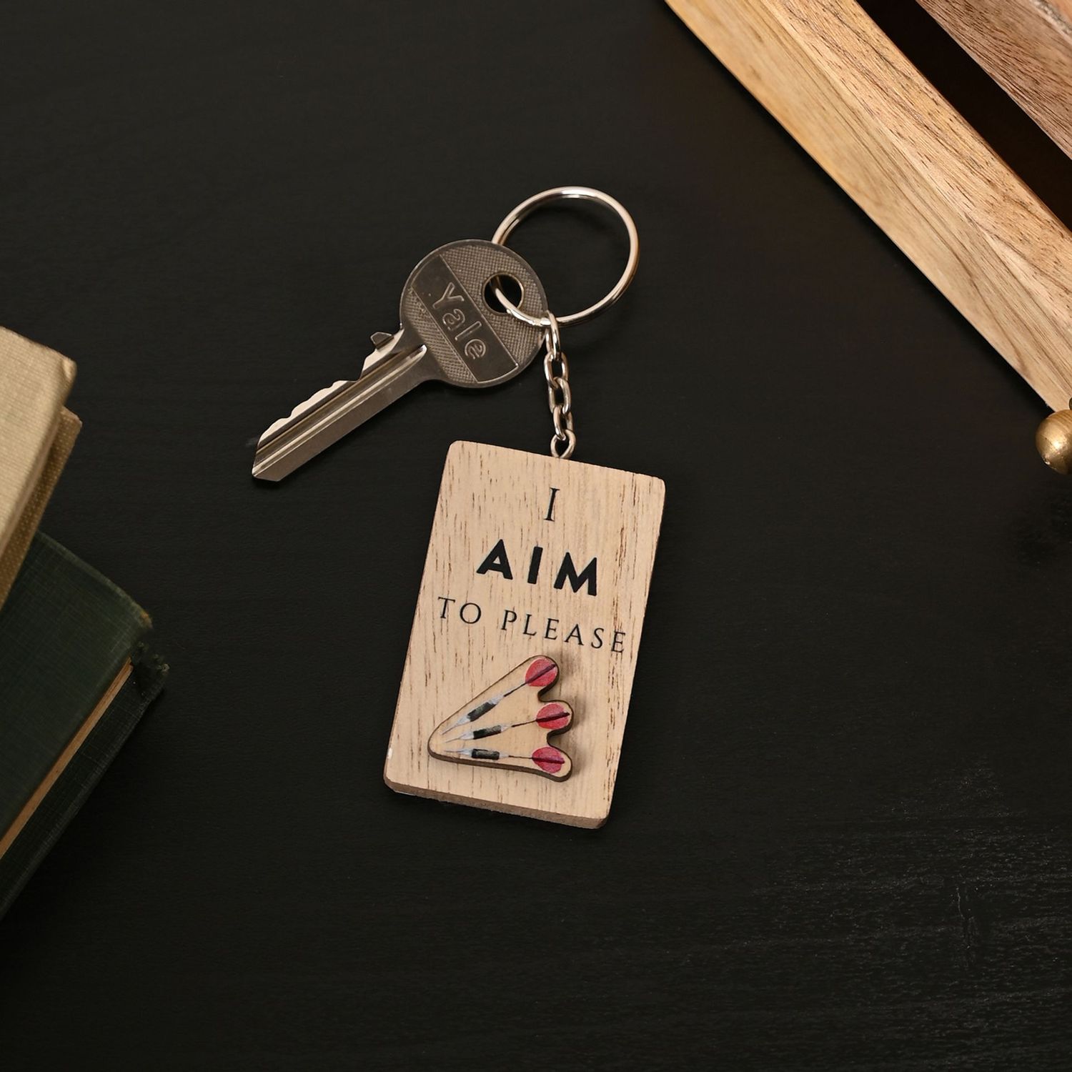 Hobbies By Harvey Wooden Keyring - Darts