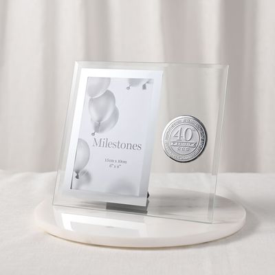 Milestones Glass Frame with Metal Badge 4" x 6" - 40