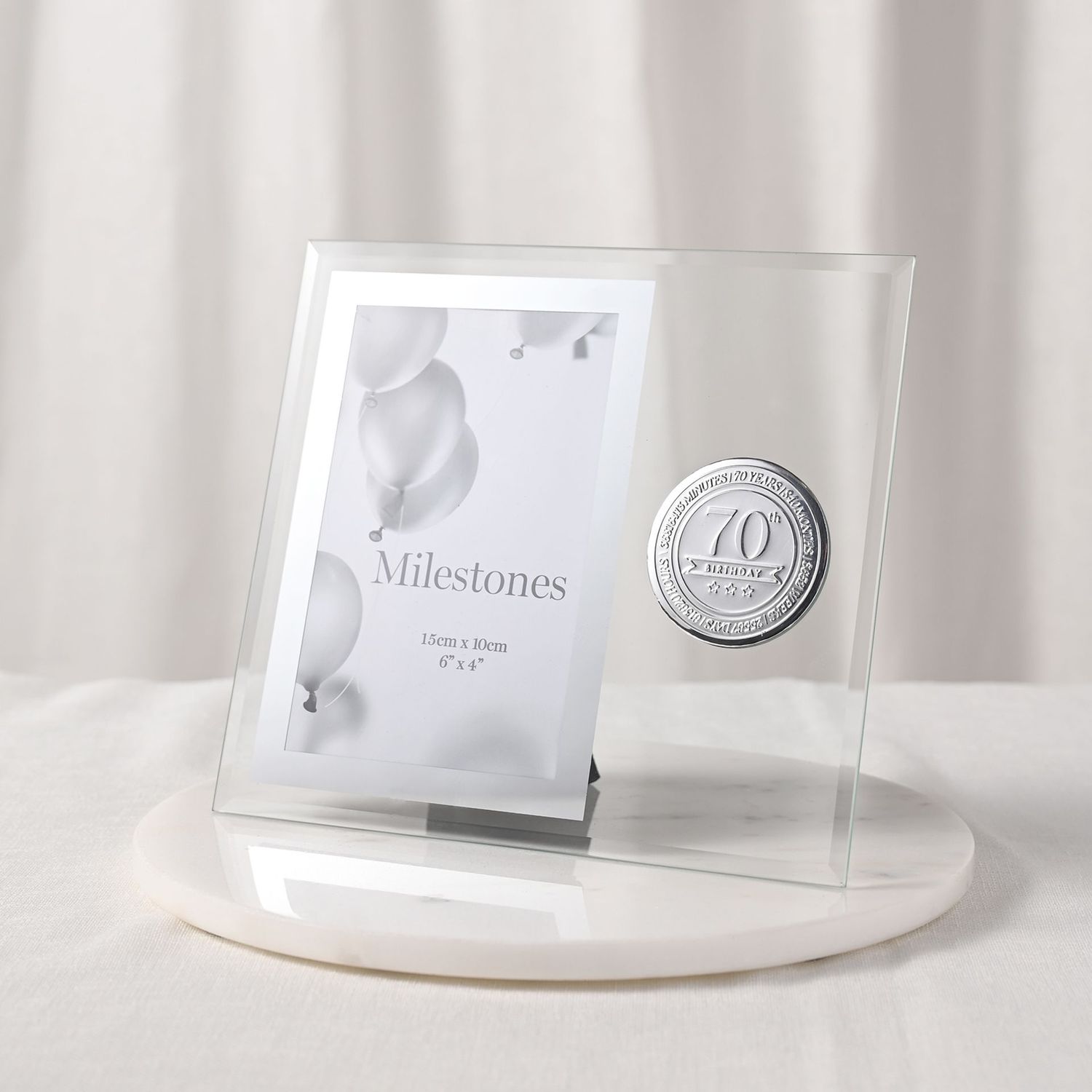 Milestones Glass Frame with Metal Badge 4" x 6" - 70