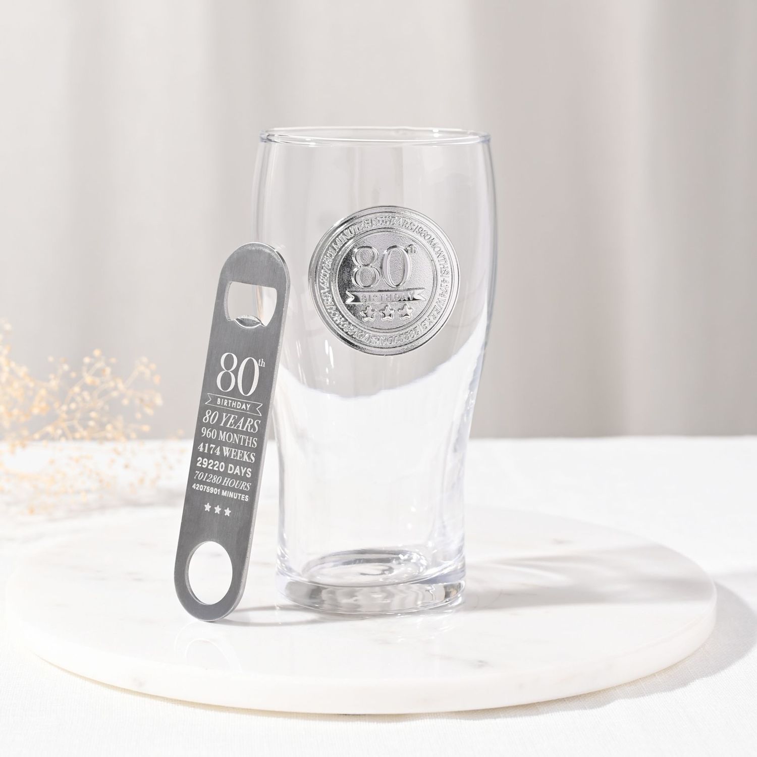 Milestones Pint Glass &amp; Bottle Opener - 80