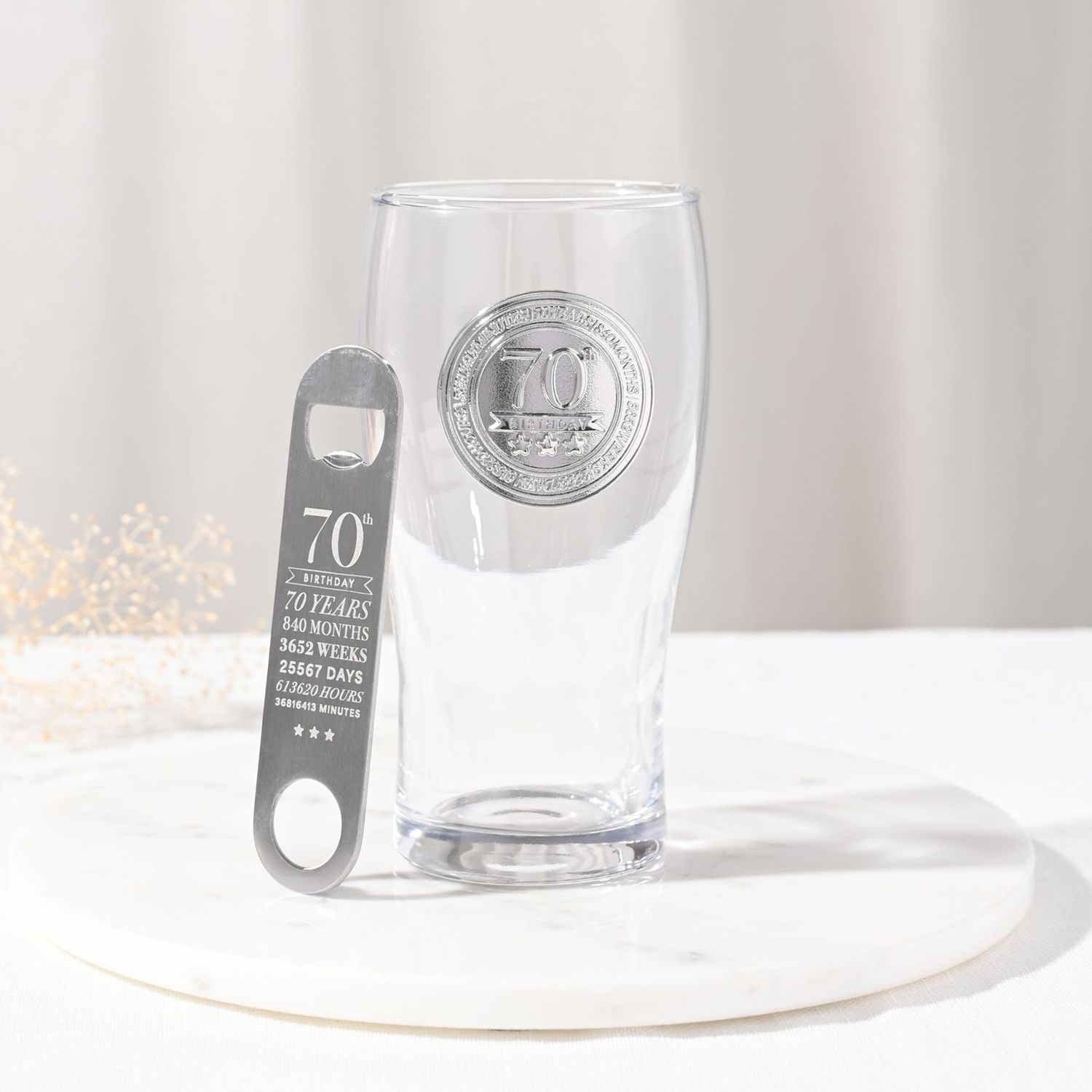 Milestones Pint Glass &amp; Bottle Opener - 70