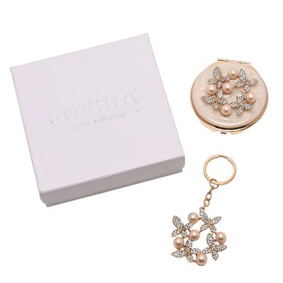 Sophia Classic Compact Mirror and Keyring Gift Set - Butterfly Cluster