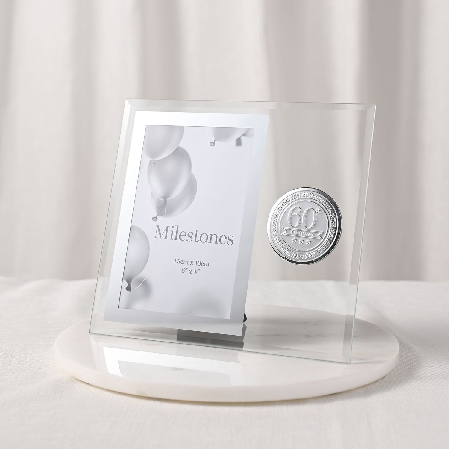 Milestones Glass Frame with Metal Badge 4" x 6" - 60