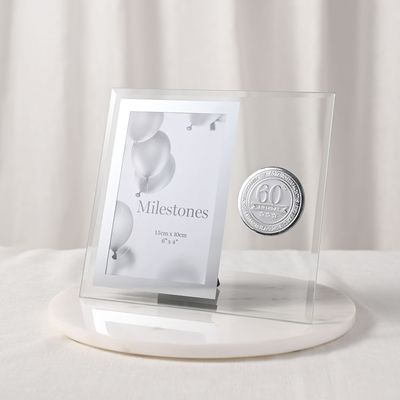 Milestones Glass Frame with Metal Badge 4" x 6" - 60