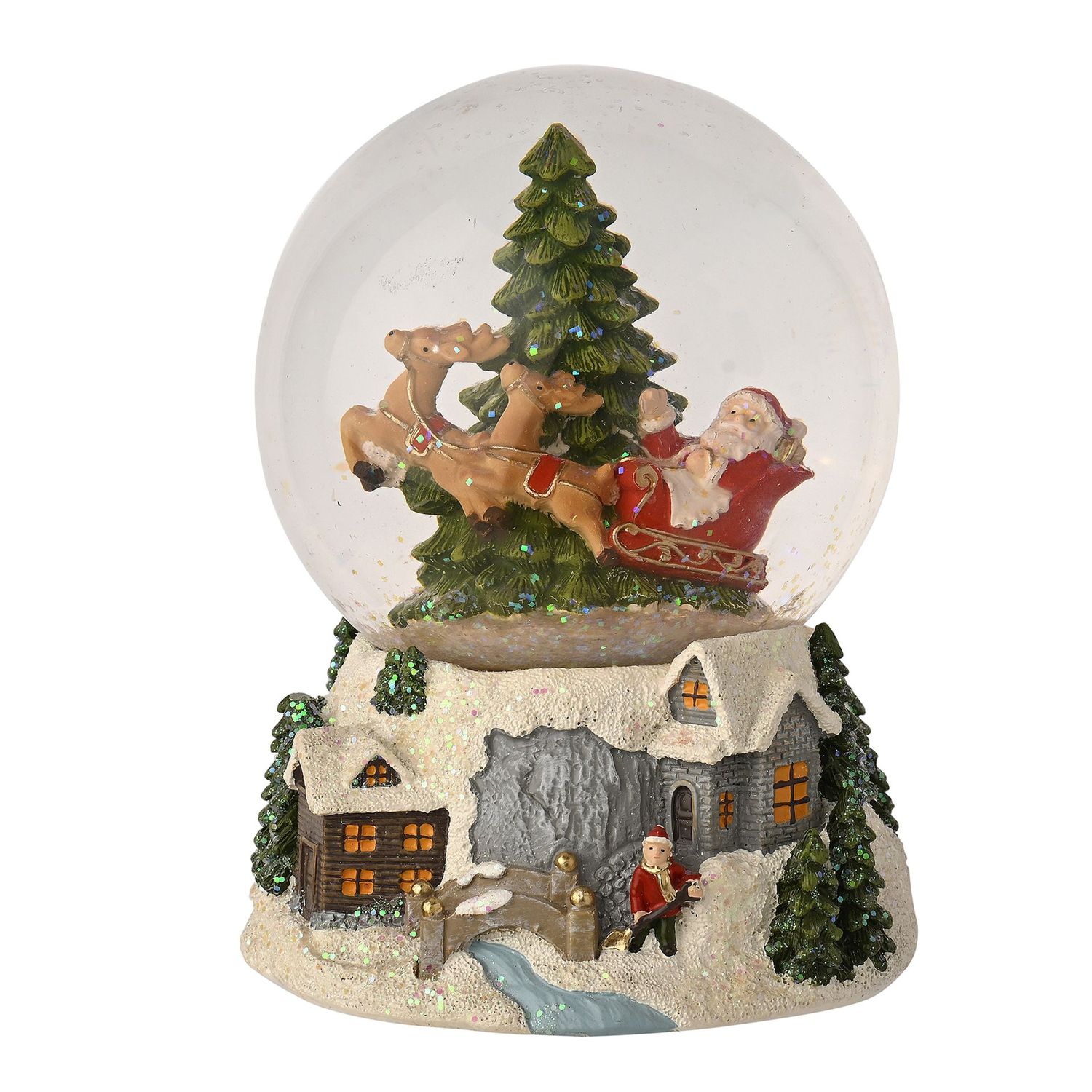 Regal Tidings Santa Sleigh &amp; Tree Snow Globe