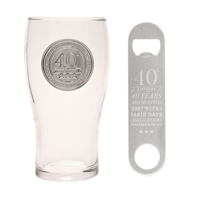 Milestones Pint Glass &amp; Bottle Opener - 40