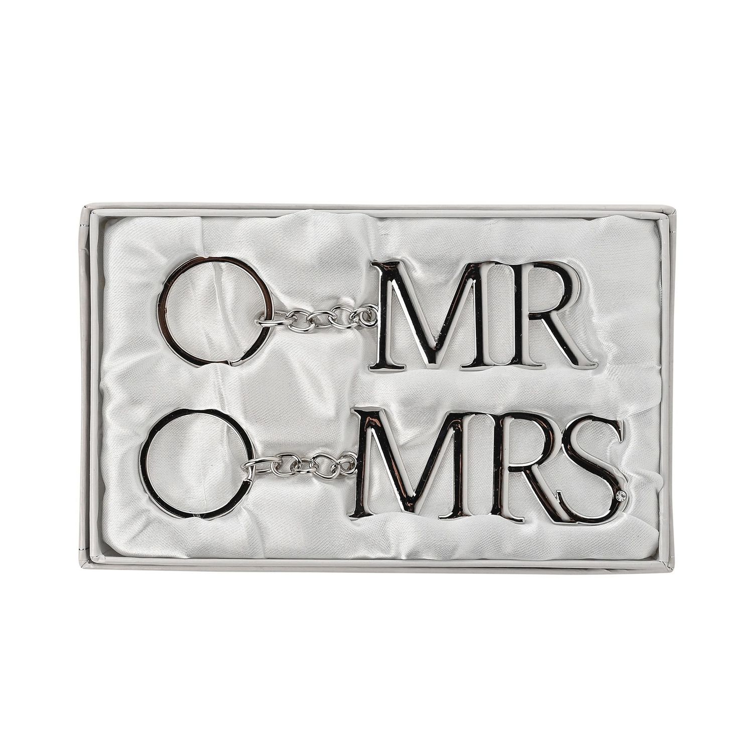 Amore Set of 2 Silverplated Keyrings 'Mr &amp; Mrs'