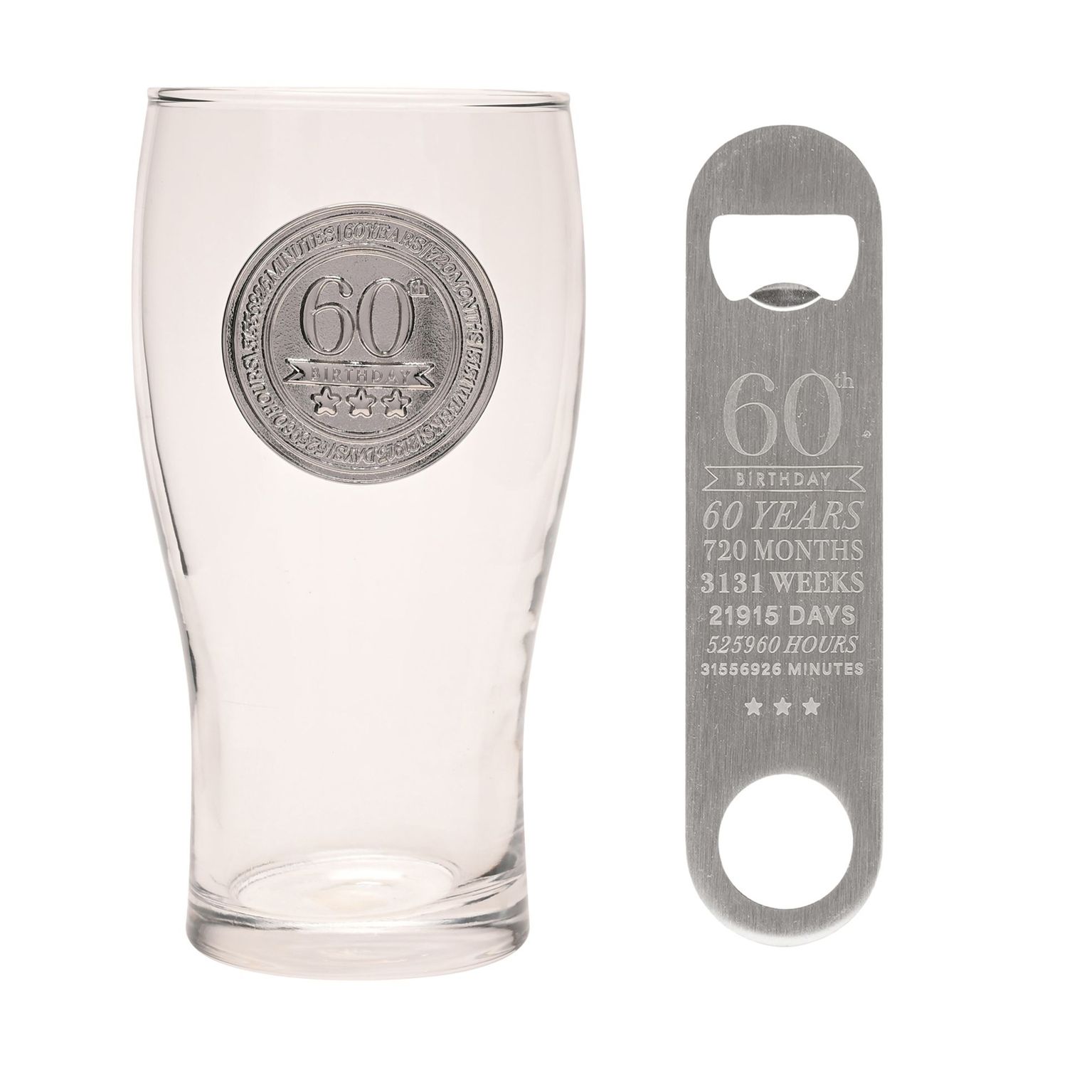 Milestones Pint Glass &amp; Bottle Opener - 60